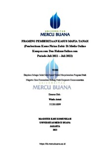 FRAMING PEMBERITAAN KASUS MAFIA TANAH (Pemberitaan Kasus Nirina Zubir ...